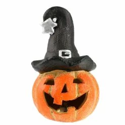 Decoration CERAMIC PUMPKIN WITH HAT AND LIGHT