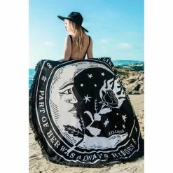 Blanket KILLSTAR - La Luna Round - BLACK 9 Blanket KILLSTAR - La Luna Round - BLACK -Blankets, bed linen, pillows Shop la luna beach towel x1600