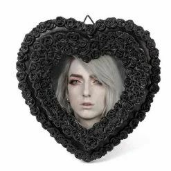 Decoration (photo Frame) ALCHEMY GOTHIC - Black Rose Heart -Blankets, bed linen, pillows Shop small black rose heart photo framea